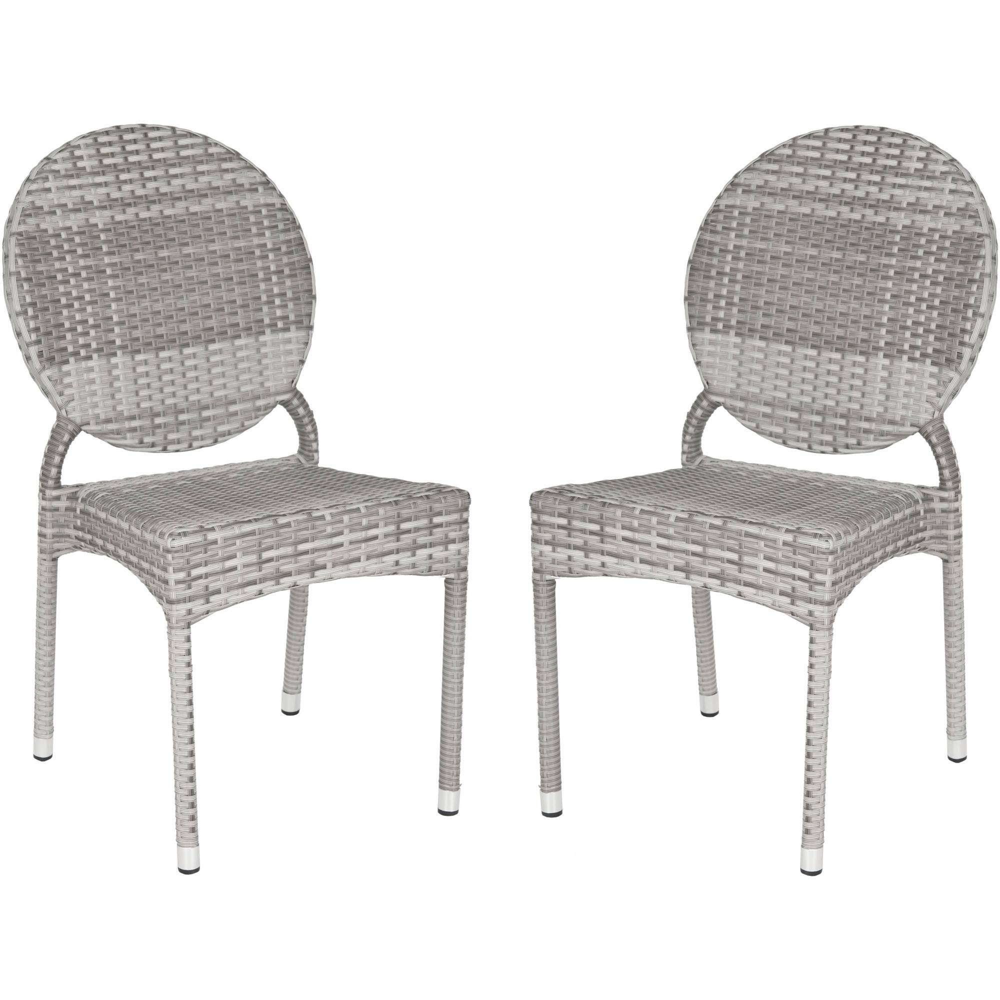 SAFAVIEH Valdez Outdoor Patio Stacking Side Chair, Grey, Set of 2
