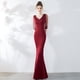 thumbnail image 1 of Vestido de moda para banquete, rojo, sexy, ajustado, con cola de pez, vestido de noche para boda para mujer, 1 of 1