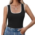 thumbnail image 4 of Summer Sleeveless Color Block Women Square Neckline Tank Tops Slim Vest Camisole, 4 of 5