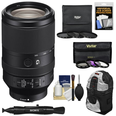 Sony Alpha E-Mount FE 70-300mm f/4.5-5.6 G OSS Zoom Lens with 6 UV/FLD/CPL /ND2/ND4/ND8 Filters + Backpack