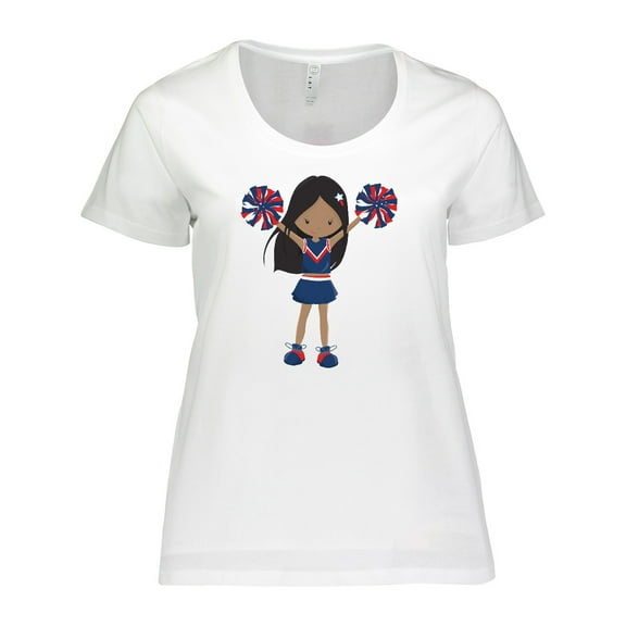 Inktastic African American Girl, Cheerleaders, Blue Uniform Women's Plus Size T-Shirt