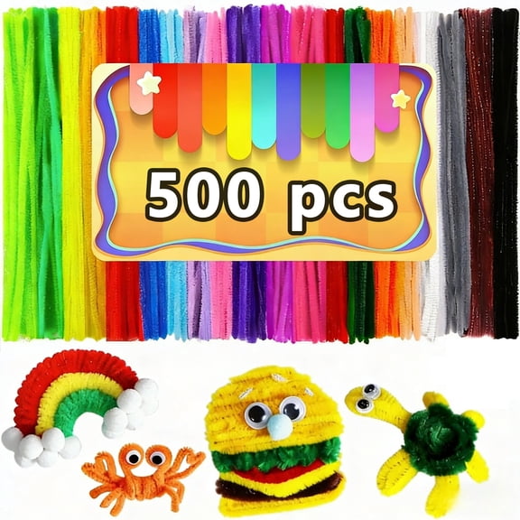 COREBAY 500 Pcs Multicolor Pipe Cleaners, 30cm Bendable Chenille Stems, DIY Art Craft Supplies for Home, Holiday Decor & Creative Projects.
