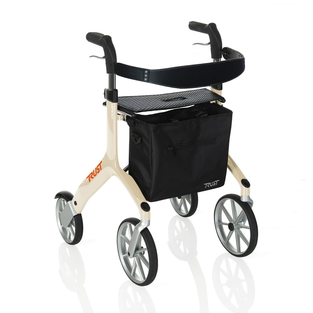 Stander Let’s Fly Rollator, Lightweight Four Wheel Euro Style Walker with Seat and Locking