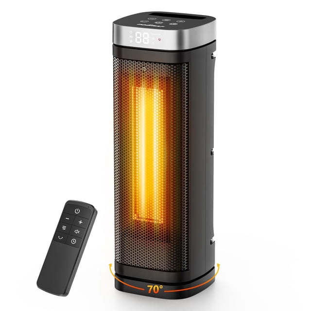 Calefactor eléctrico POWSAF de 17" 1500 W cerámico con control remoto y temporizador