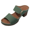thumbnail image 4 of Modstep Women's Platform Sandals Chunky Block Mid Heel Shoes Wide Width Dressy Pumps Arch Support Open Toe Slip on Slides Green 9, 4 of 5