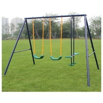 Metal Outdoor Swing Set for Kids - Glider Swing Set with Sturdy Steel Frame - Toddler & Children Swing Set - 124" x 74" x 73" - 2 Child Capacity