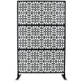 thumbnail image 2 of Gzxs Metal Outdoor Privacy Screen with Stand, 76" H x 48" W Freestanding Decorative Privacy Screen Fence Panels for Outside Patio Garden Backyard, Black, 2 of 9