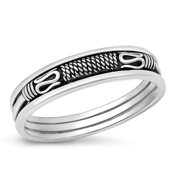 Oxidized Ring .925 Sterling Silver Bali Style Rope Band Jewelry Female Male Unisex Size 9