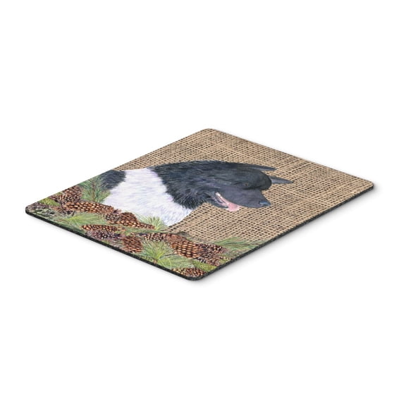 "Akita on Faux Burlap with Pine Cones Mouse Pad Hot Pad or Trivet"