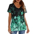 thumbnail image 1 of Camiseta de verano para mujer, pantalón corto informal, manga corta, Color degradado, estampado Floral, cuello en V, camiseta para mujer, 1 of 5