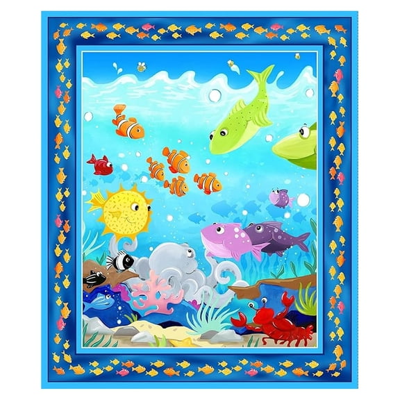 Susybee Multi Under The Sea Digital 36in Fabric Panel - (NOT Pre-Quilted)