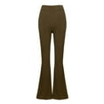 thumbnail image 4 of Kureaily Womens Casual Solid Color High Waist Ribbed Flare Long Pants Comfy Elastic Slim Leg Trousers Women Casual Pants, 4 of 4