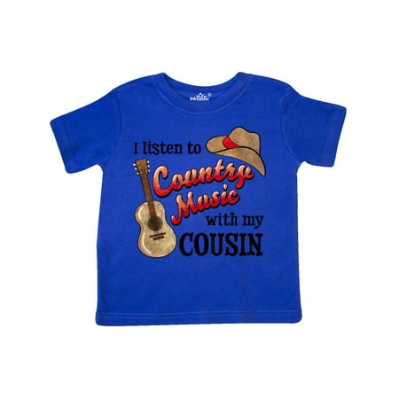 

Inktastic I Listen to Country Music with my Cousin Guitar and Hat Gift Toddler Boy or Toddler Girl T-Shirt