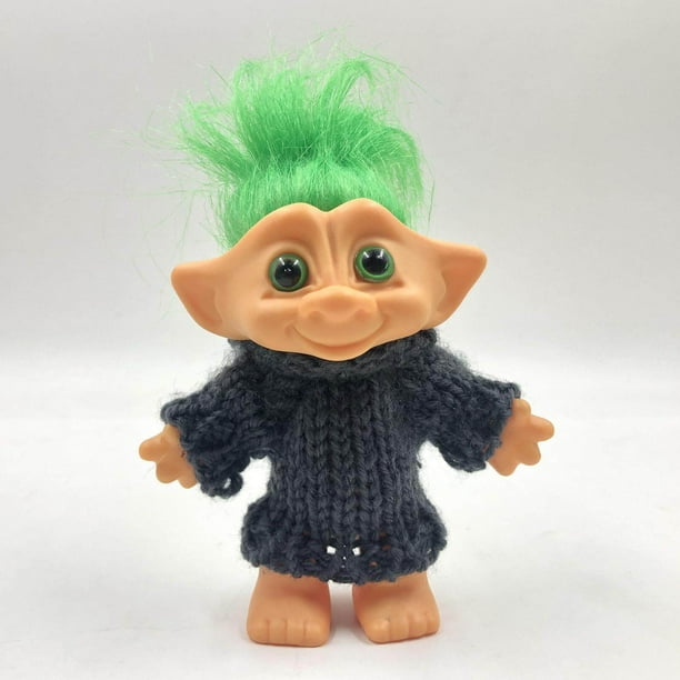 serony 4 Inch Vintage Tiny cake topper keychain Troll dolls vintage bath trolls Dolls Colored Hair Figures Toys Green Hair Walmart