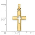 thumbnail image 2 of 14k Gold Religious Faith Cross With Cut-out Cross Center and Line Frame 19mm long Pendant Necklace for Women, 2 of 2