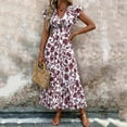 thumbnail image 3 of YuXingFu Womens Cotton Dresses with Sleeves Maxi V-Neck Plus Size Womens Dress Short Sleeve Womens Plus Size Summer Dress Long Casual Summer Wine S, 3 of 7