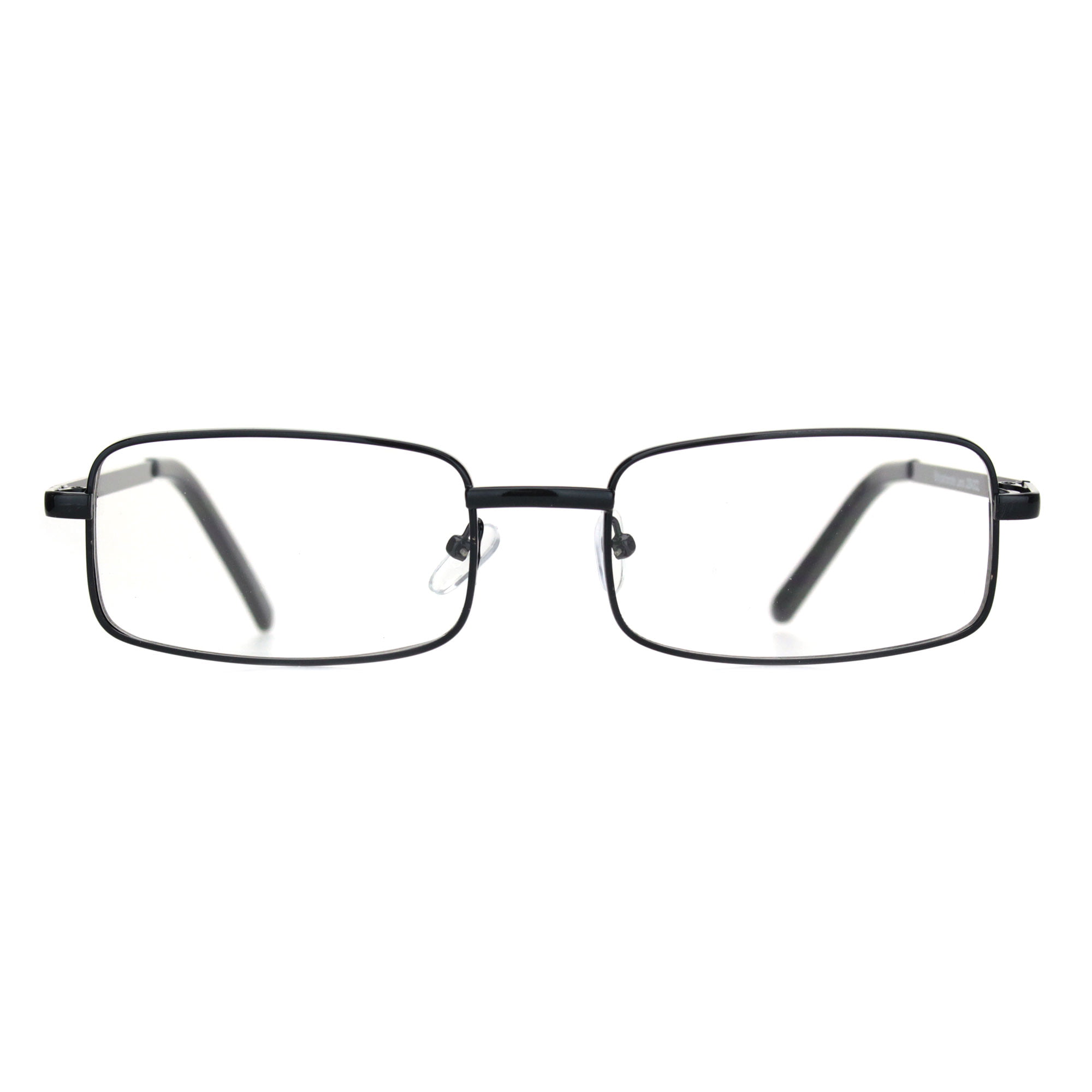 Classic Mens 90s Rectangular Clear Lens Metal Rim Eyeglasses Black ...