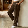 thumbnail image 6 of Oksale Corduroy Dress Pants for Women with Pockets Plus Size Pleated Front Business Casual Pants Loose Straight Leg Pants Officewear Brown M, 6 of 8