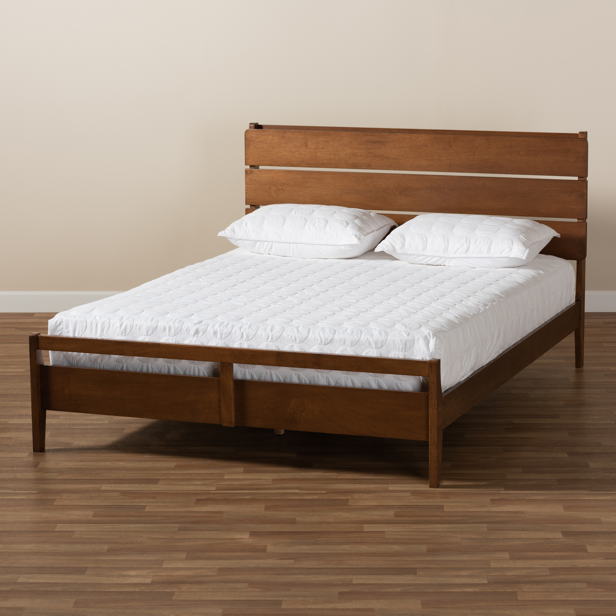Baxton Studio Avena MidCentury Modern Walnut Finished Wood Queen Size Platform bed