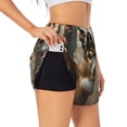 thumbnail image 3 of Lsque American Wildlife Deer Forest Printed Women's Running Shorts with Liner Pockets,Elastic Quick Dry Workout Athletic Gym Yoga Shorts,Womens High Waist Shorts-Small, 3 of 9