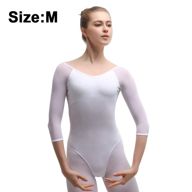Ropa de práctica de danza de ballet para mujer, leotardos de manga corta con mangas en la espalda, monos, trajes de gimnasia para adultos