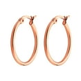 thumbnail image 3 of My Daily Styles Rose Gold Tone Set of 5 Pairs Hoop Huggie Stainless Steel Women's Earrings 10mm, 20mm, 30mm, 40mm and 50mm, 3 of 6