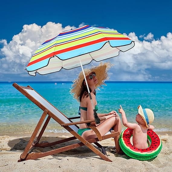 2 Pcs Automatic Chair Umbrella with Universal Clamp 44" UPF 50+ Portable Clamp on Beach Chair Adjustable Wheelchair Umbrella for Outdoor Patio Parasol