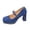 Blue, variant on Womens Platform Square Closed Toe Heels Buckle Strap Slip On Chunky Heels Party Dress Shoes, Green Size 9
