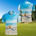 thumbnail image 4 of Aplkyhs Matching Golf Shirts for Couple Starfish Shell Quarter Zip Couple Golf Matching Outfits Breathable Fabric Mens Hawaiian Shirt Keep Cool in Hot Weather Machine Washable, 4 of 6