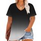 thumbnail image 4 of Puntoco Liquidación de blusas cortas para mujer Camisa básica estampada de manga corta con cuello en V y talla grande para mujer, 4 of 5