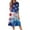 Sky Blue, variant on Women's 4th of July Patriotic Dress, Women Round Neck Three-Quarter Sleeve Midi Dress, Sexy Independence Day American Flag Printed Dress, Loose Fit Bohemian Sundress with Side Pockets,Blue L