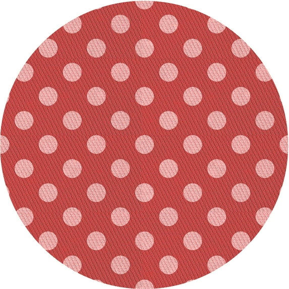Ahgly Company Indoor Round Patterned Bean Red Area Rugs, 4' Round