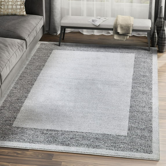 Abani Quartz QRZ100A Grey Bordered Area Rug