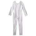thumbnail image 3 of iiniim Girls Kids Shiny Metallic Unitard Leotard Long Sleeve Zipper Back Bodysuit, 3 of 7