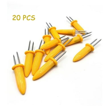 Corn On The Cob Holders, Corn Forks Holder Stainless Steel Interlocking Corn On The Cob Holders For Kids Corn Skewers Corn Forks Use Home Cooking And Outdoor BBQ,yellow 10pcs