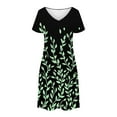 thumbnail image 5 of gljltg Women's Summer Print Short Sleeve V-neck Casual Dress – Polyester Lightweight Fabric for Party Date Daily Outfits with Flattering Silhouette & Summer Print Design, 5 of 8