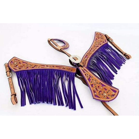 Western Headstall Breast Collar Reins & Wither Straps Tack Set Cowhide Leather Handmade Beaded Tooled Carved Horse Saddle Riding Tooling Carving Equestrian Size Full