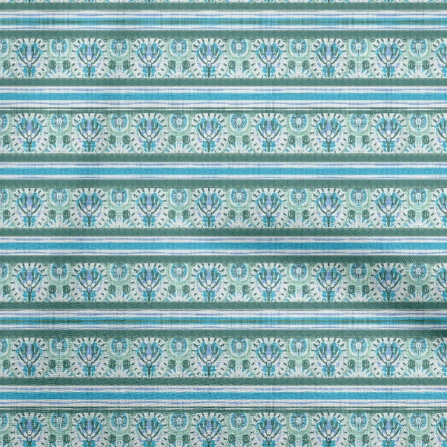 oneOone Rayon Turquoise Blue Fabric Asian Ornamental Tile Craft Projects Decor Fabric Printed By The Yard 56 Inch Wide