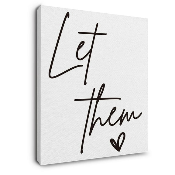 Let Them Inspirational Mental Health Wall Art Framed, Positive Affirmations Wall Decor, Motivational Quote Canvas Wall Art Prints For Home Bedroom Living Room Office,