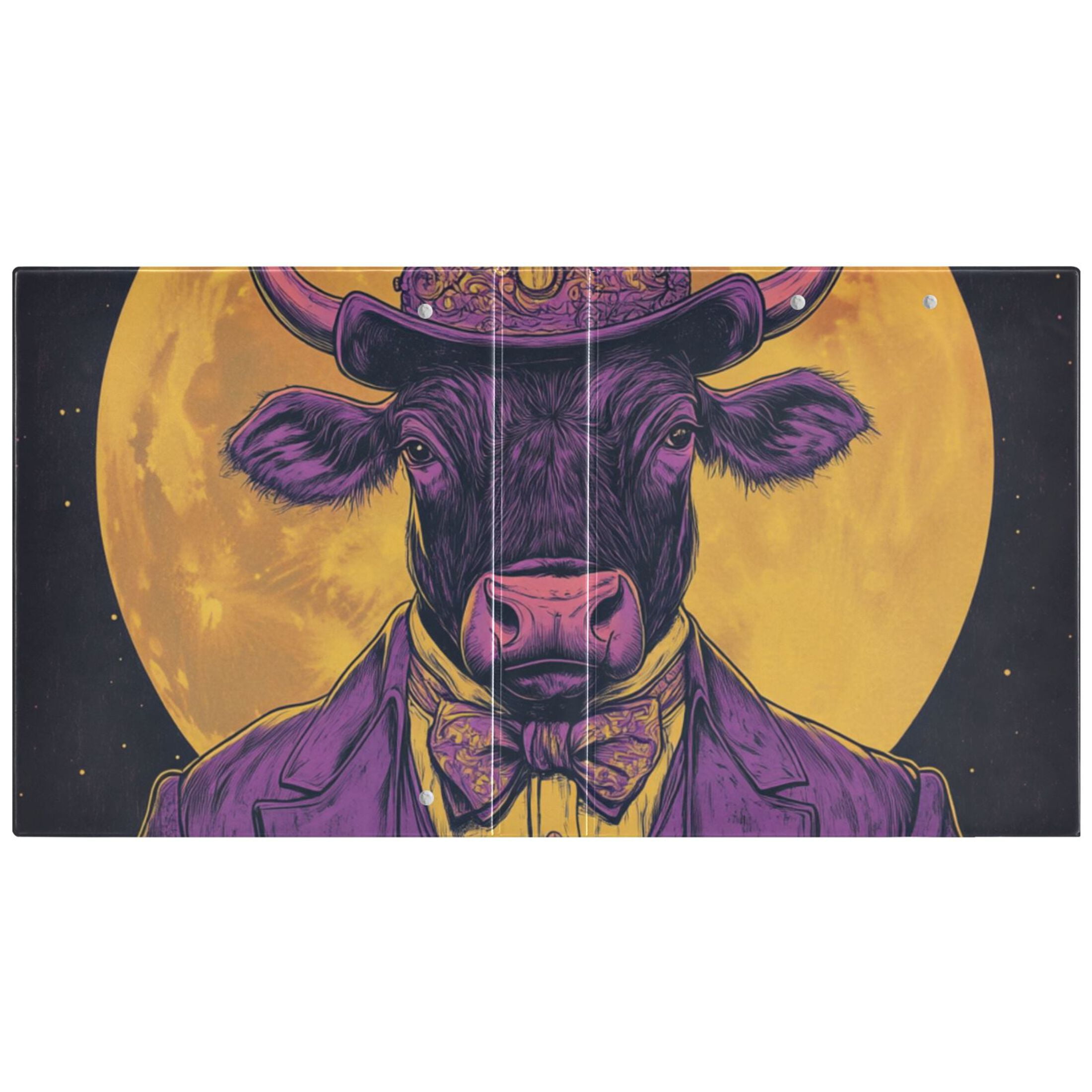 Cow Gentleman 3 Ring Binders 1.5 inch Hardcover File Folders with Interior Pockets A4 Size Organizer for School Office Hospital