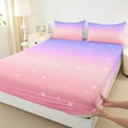 thumbnail image 3 of Castle Fairy Starry Sky Twin Sheet Sets 3pcs for Boys Girls,Dreamy Princess Twin Fitted Sheet Microfiber,Gradient Pink Purple Breathable Flat Sheet,Luxury Bedroom Decor, 3 of 7