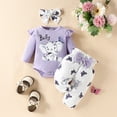 thumbnail image 2 of Fortune Baby Girl Ruffle Long Sleeve Elephant Romper Long Pants 2Pcs Infant Fall Clothes 0-24 Months, 2 of 9