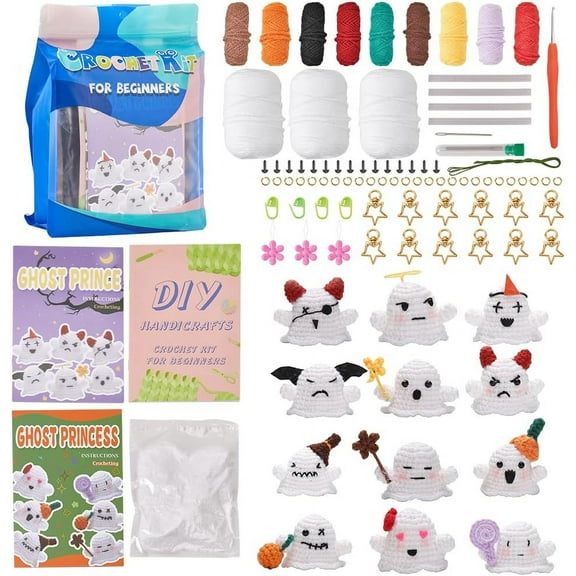 Sinyon Beginner Crochet Kit - Halloween Candy Bag With Video Tutorials, Yarn, Hooks & Supplies, Gift For Adults & Kids