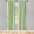 thumbnail image 3 of Ambesonne Striped Curtains, Spring Striped Flowers, Pair of 28"x63", Yellow Green, 3 of 5