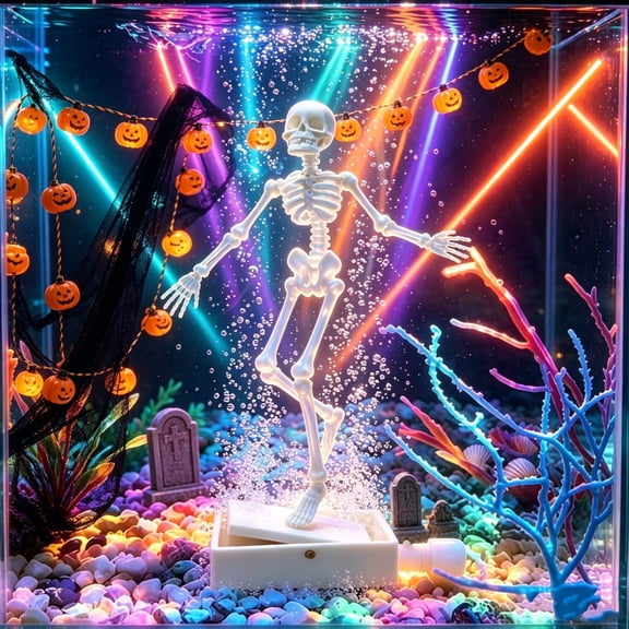 Fmbmuo Halloween Dancing Skeleton Aquarium Bubbler Ornament Use Air Pump Fish Tank Decor Bubbler Decorations Humorous Gift For All Fish Lovers
