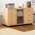 thumbnail image 1 of Archivador con 3 Cajones y Puerta con Cerrojo,Multifunción Gabinete de Almacenamiento,Mueble Organizador Bajo Escritorio para Impresora, Estantes Ajustables,Oficina en Casa, 90x34x59cm, 1 of 7