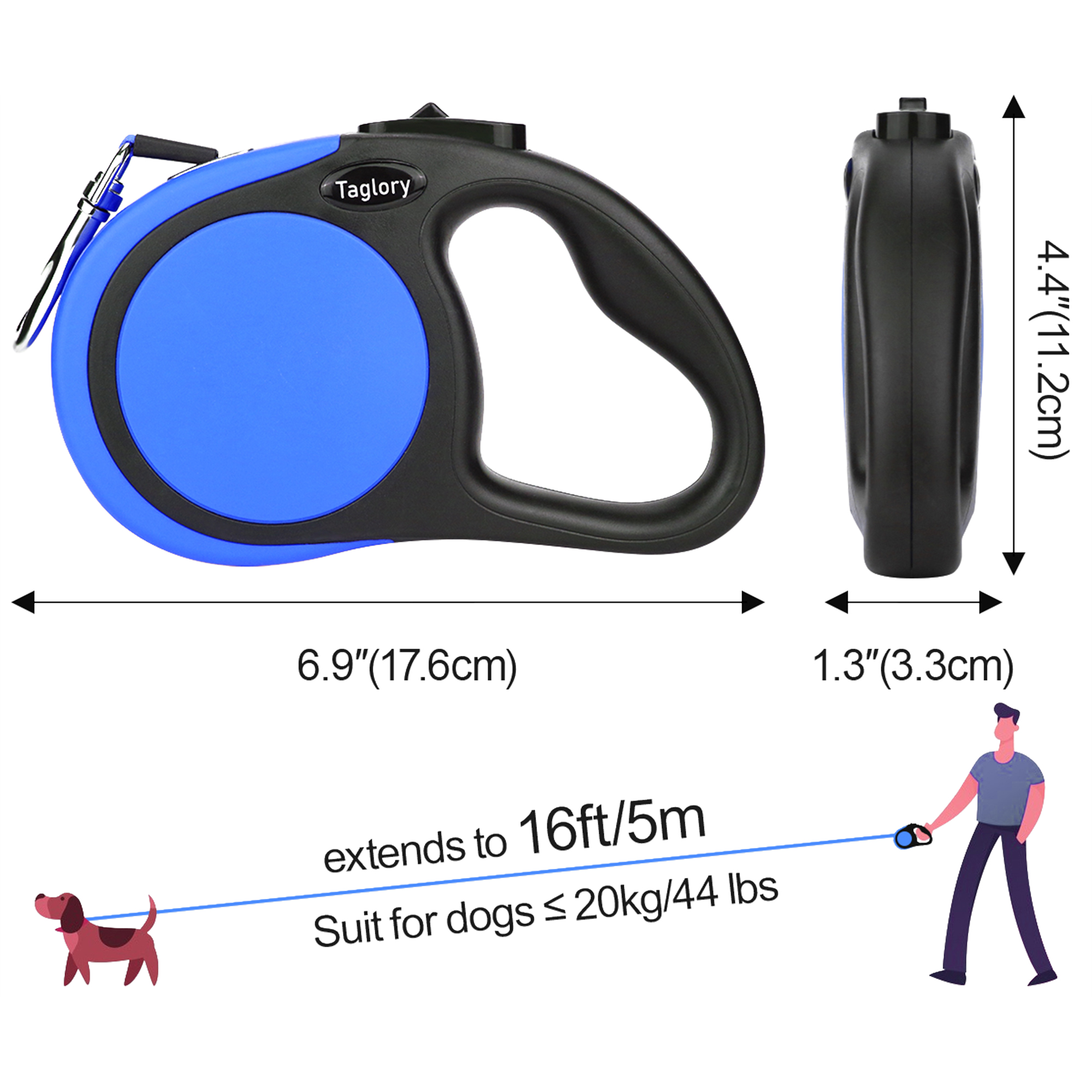 Taglory Retractable Dog Leash 16-Foot Blue photo 4