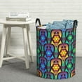 thumbnail image 3 of DouZhe Waterproof Collapsible Large Laundry Baskets, Moroccan Blue Green Style Prints Circular Hamper with Handles, 3 of 7