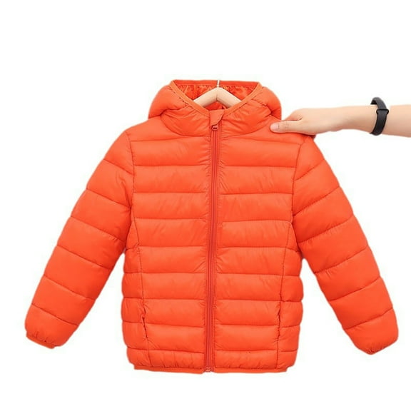 FJUCHAI Kids Unisex down Cotton Jacket Boys Girls Hooded Thickened Warm Outerwear Toddler Winter Long Sleeve Coat for 2 -17 Years