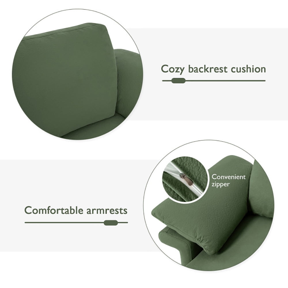 Finihen Upholstered Accent Armchair, Modern Fabric Accent Armchair with Original Distributed Spring and Armrest Cushions, for Living Room, Bedroom, Army Green